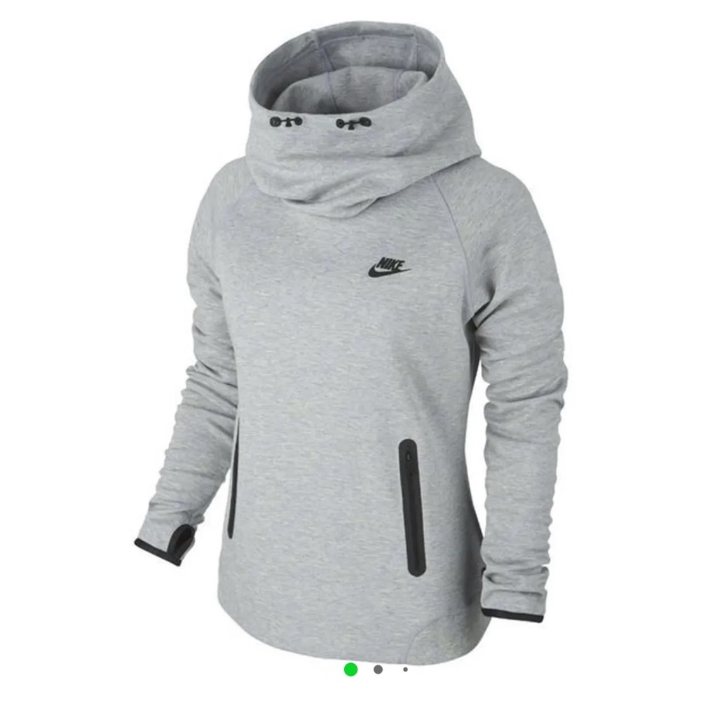 NIKE HOODIE TECH FLEECE DARK GREY HEATHER/BLACK WOMEN Cowl Neck